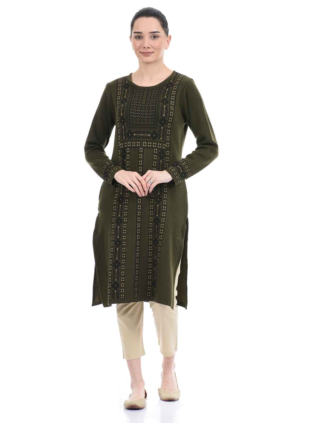 American Eye Women Casual Wear Olive Kurta